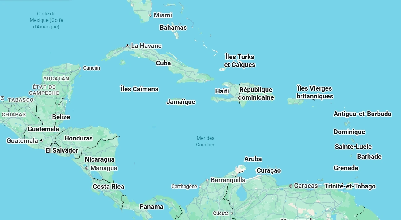 Carte de la Jamaïque dans les Caraïbes